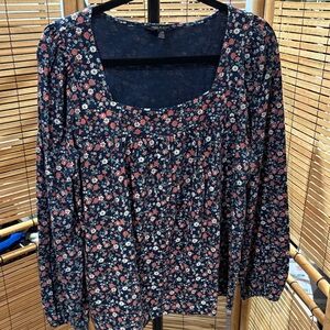 Lucky Brand Navy Floral Blouse